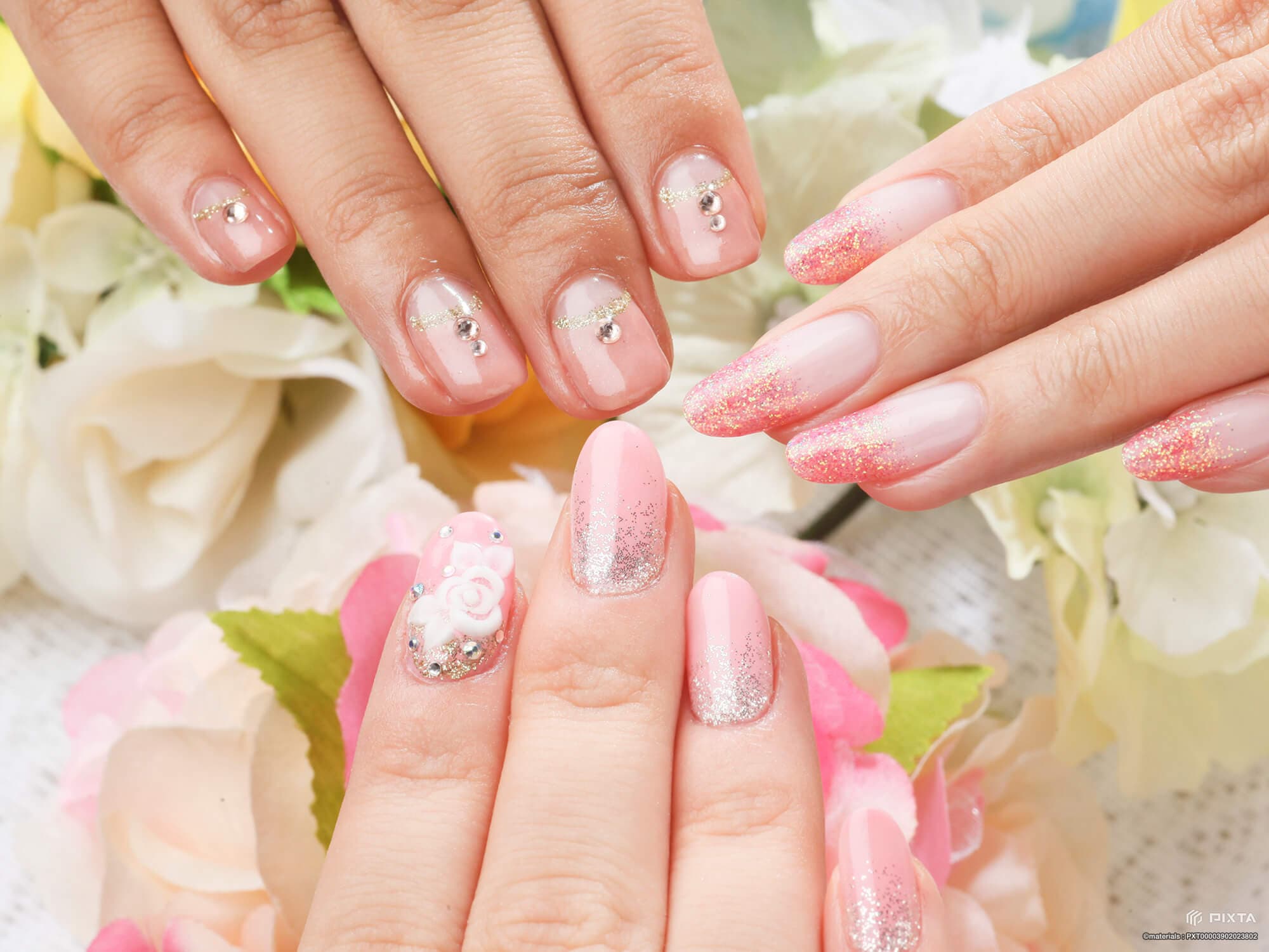 綾瀬駅のネイルサロン・レモネードのネイル施術写真